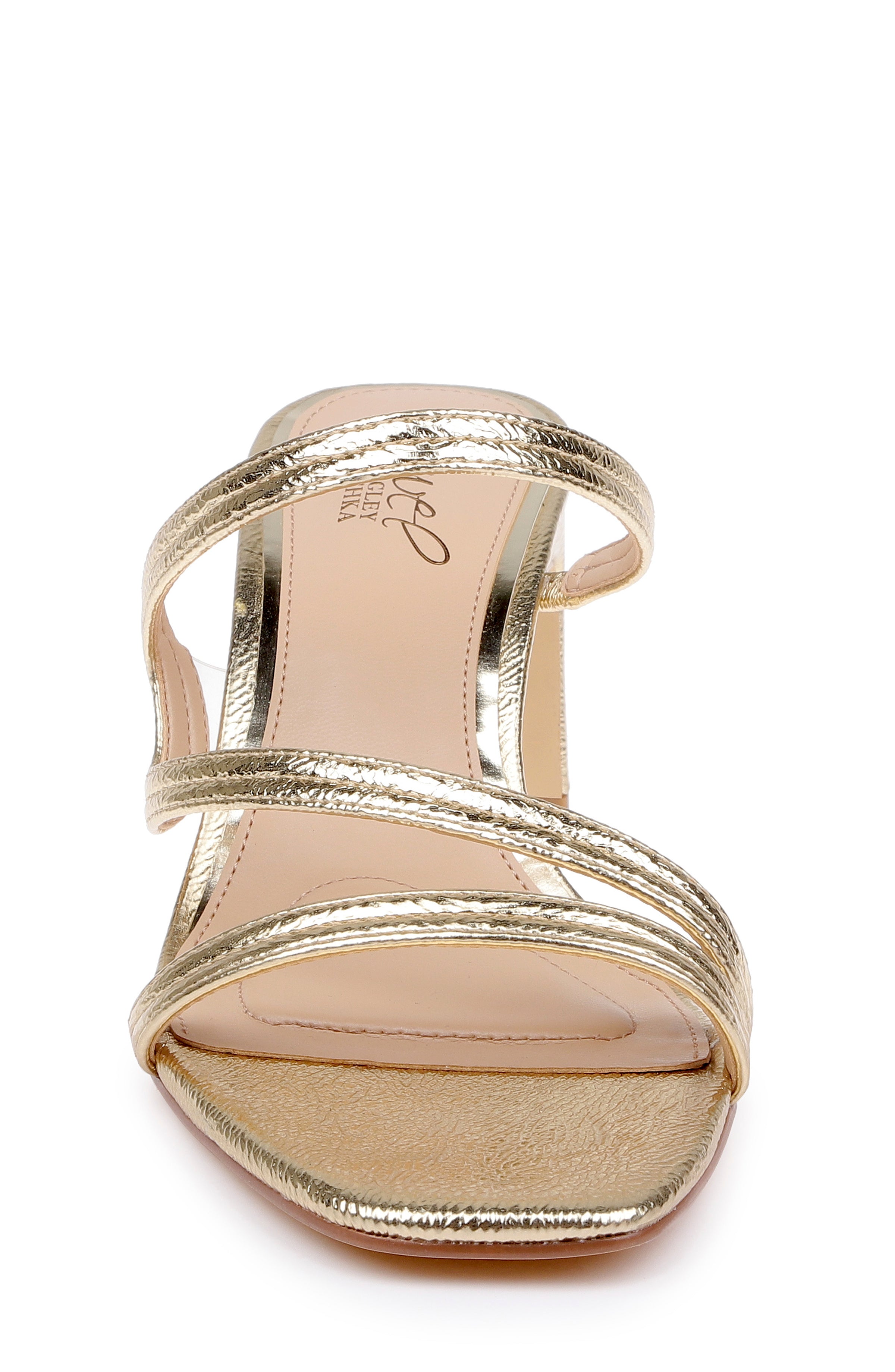 Gold Patent | Zazie Block Heeled Sandal Front
