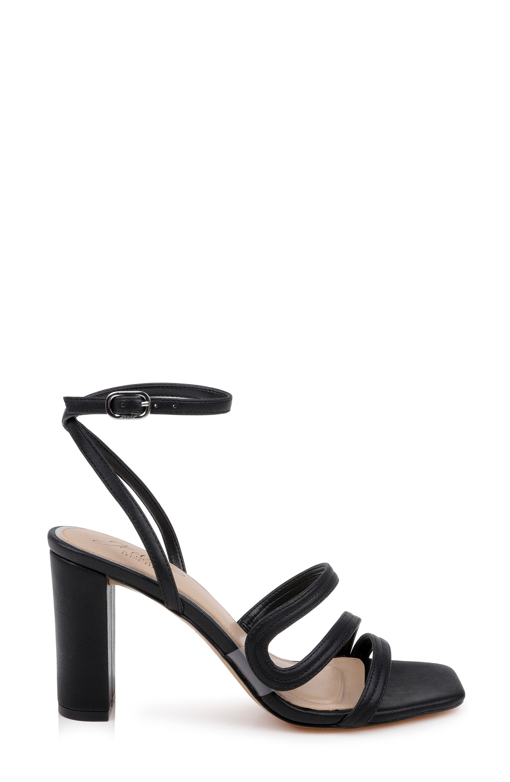 Black Matte | Zedina Ankle Strap Sandal Side