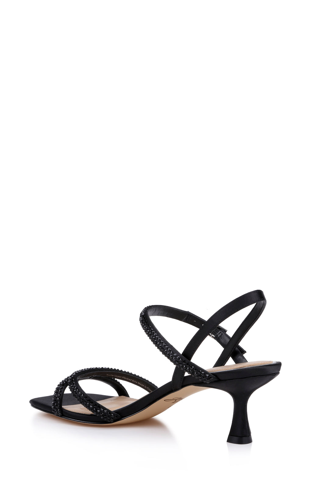 Black Satin | Zianna Kitten Heel Sandal Back Side