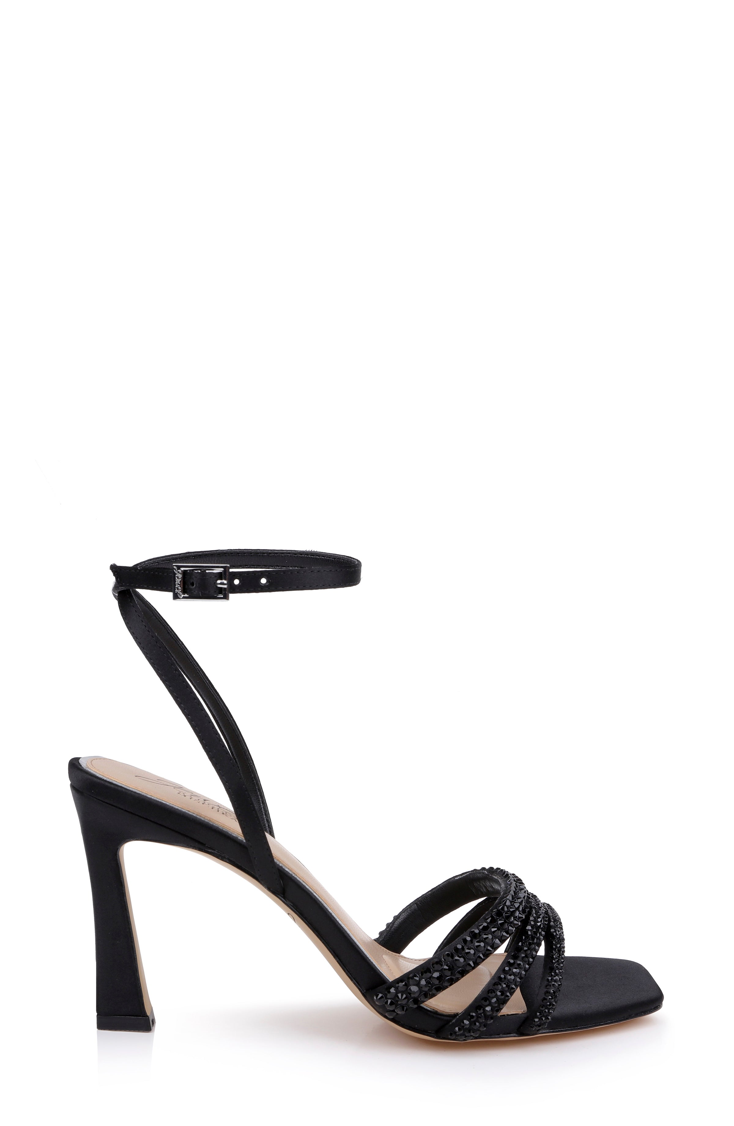 Black Satin | Zimal II Ankle Strap Sandal Side
