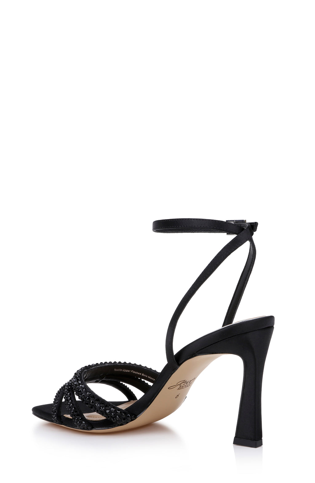 Black Satin | Zimal II Ankle Strap Sandal Back Side