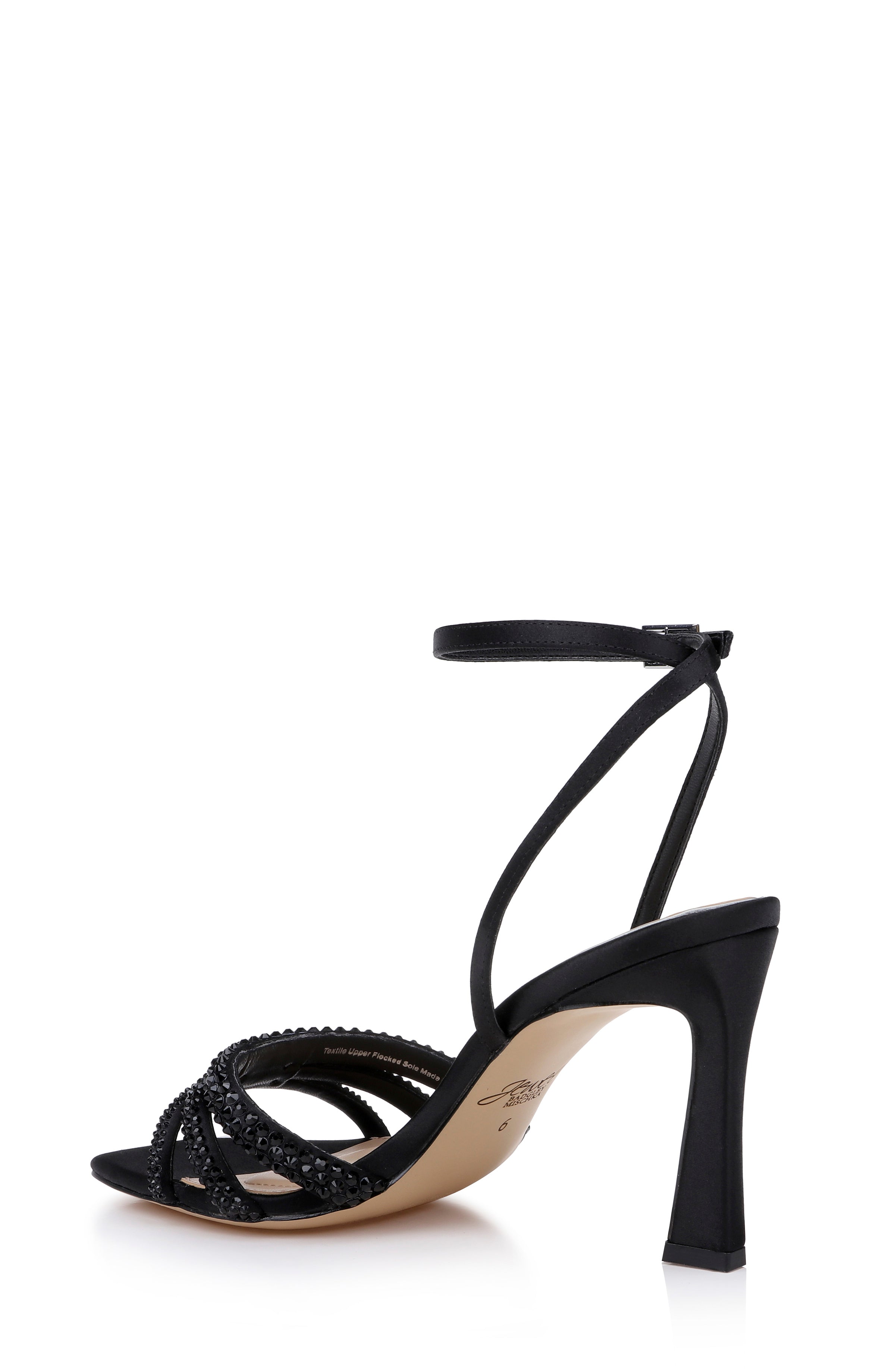 Black Satin | Zimal II Ankle Strap Sandal Back Side
