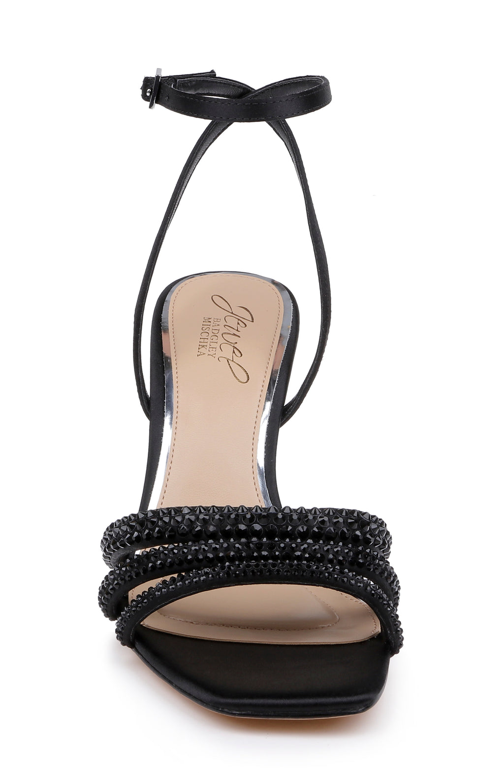 Black Satin | Zimal II Ankle Strap Sandal Front