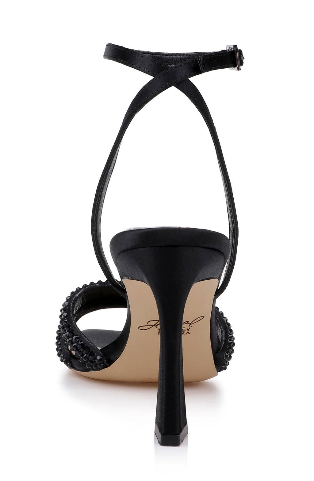 Black Satin | Zimal II Ankle Strap Sandal Back