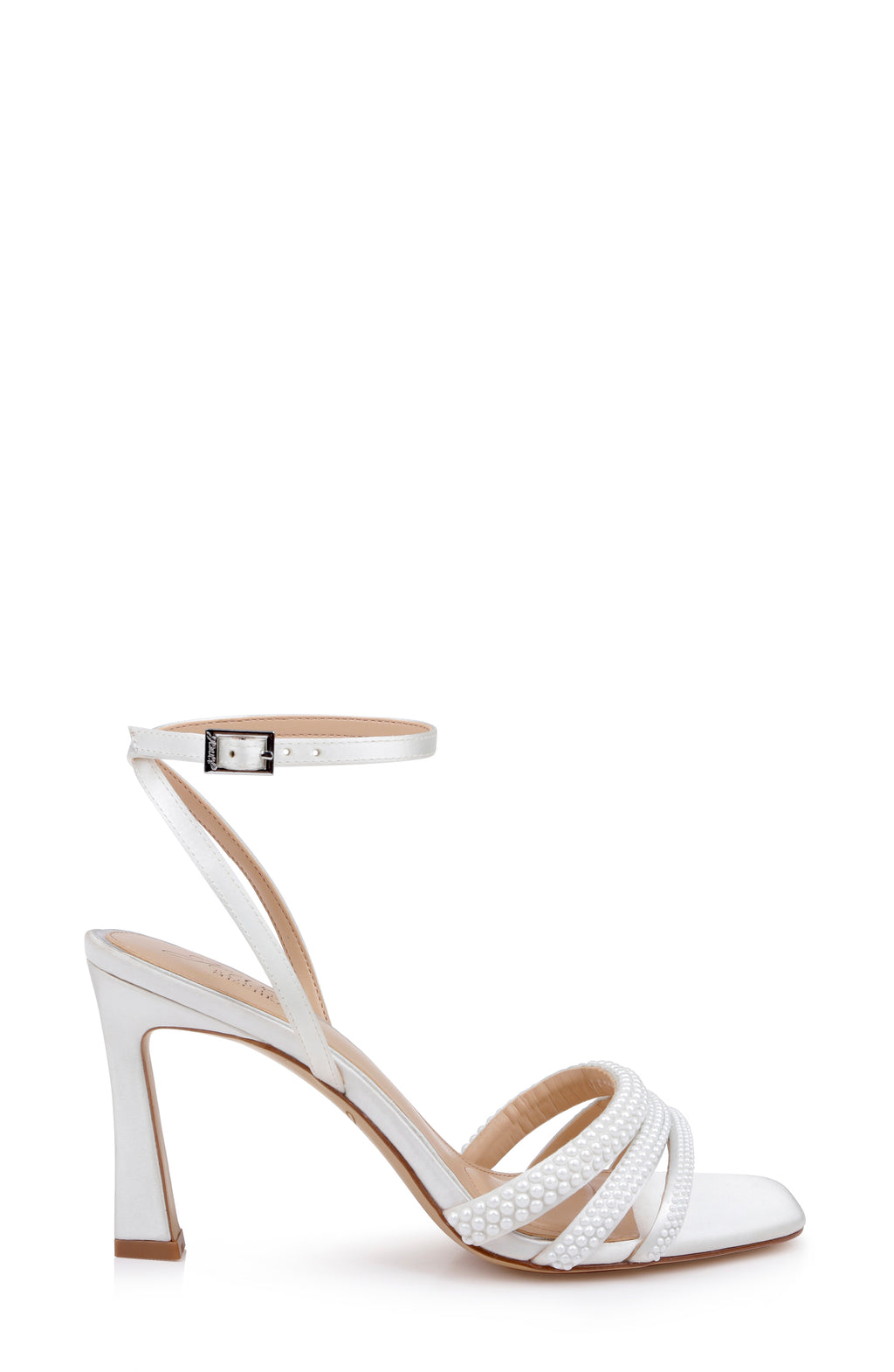 Ivory Satin | Zimal II Ankle Strap Sandal Side