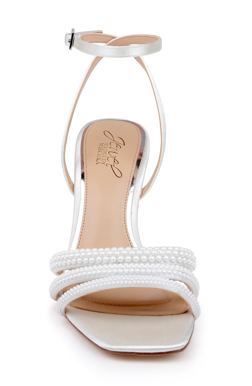 Ivory Satin | Zimal II Ankle Strap Sandal Front