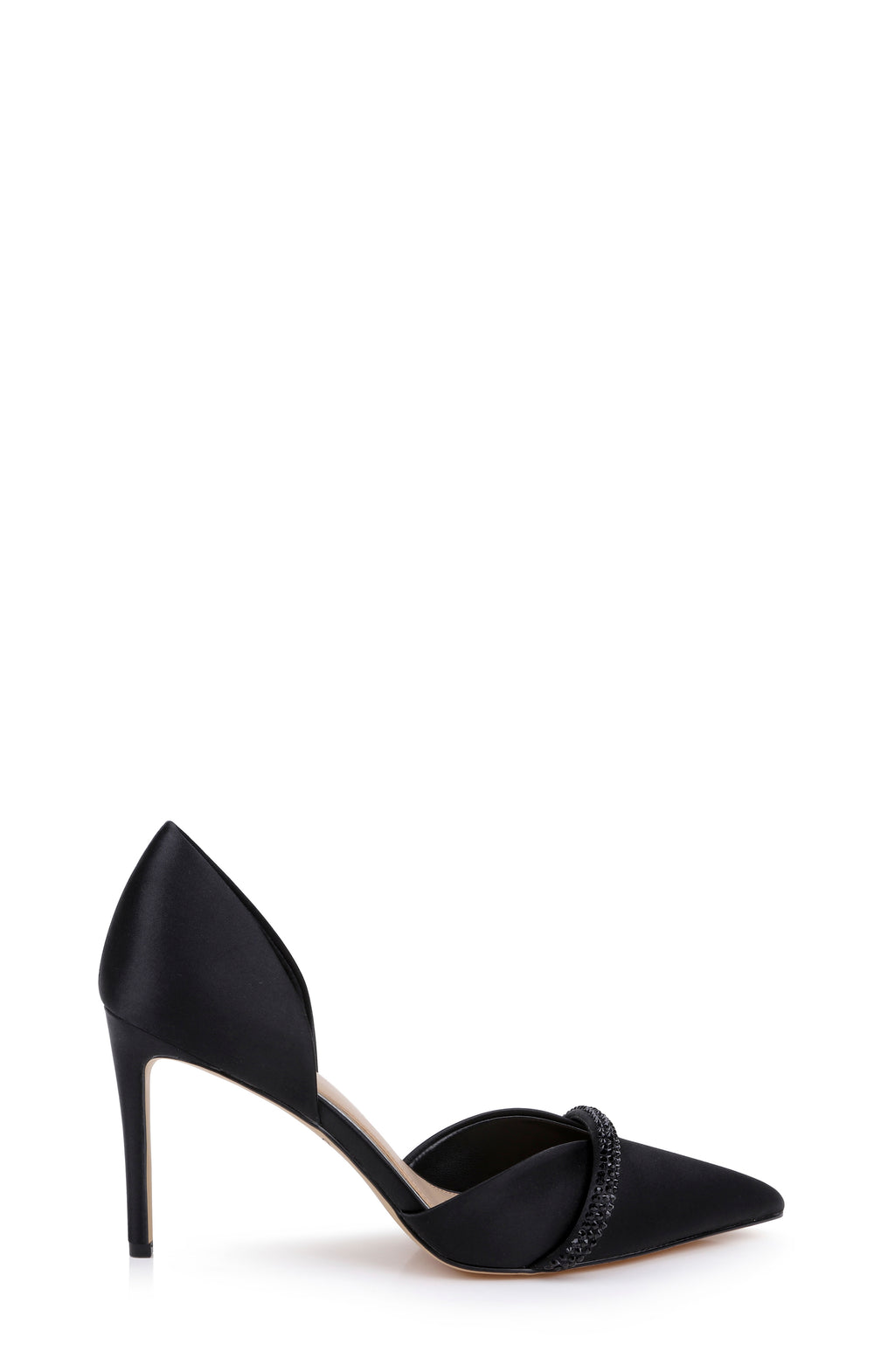 Black Satin | Zoey Pointed Toe d'Orsay Pump Side