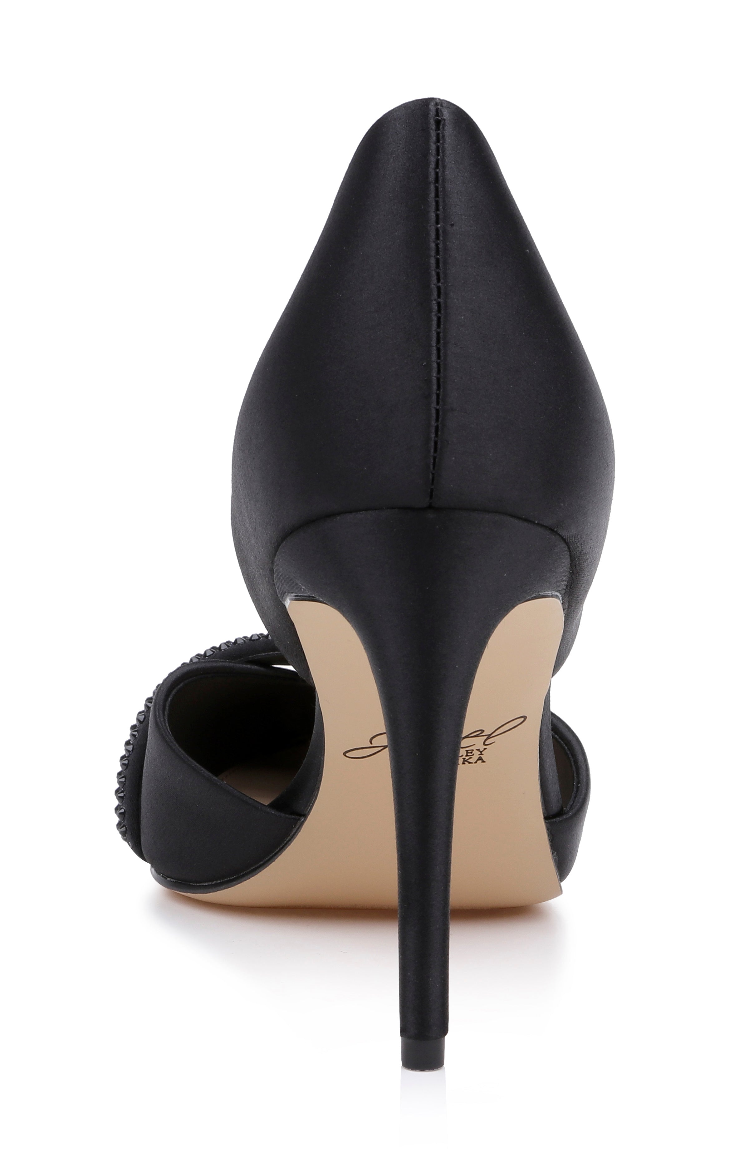 Black Satin | Zoey Pointed Toe d'Orsay Pump Back