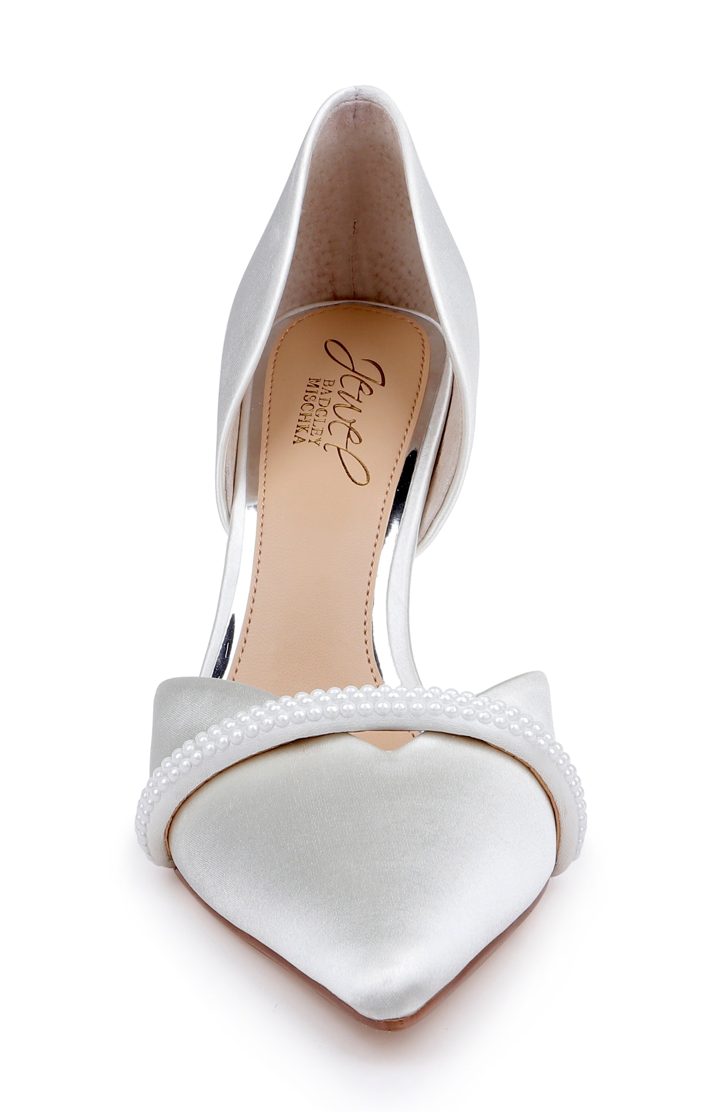 Ivory Satin | Zoey Pointed Toe d'Orsay Pump Front