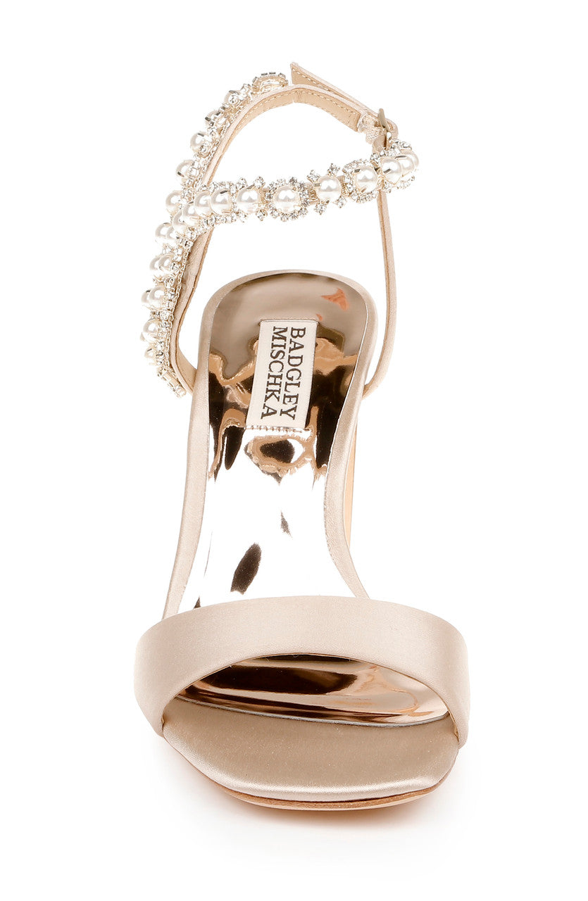 Nude | Korina Satin and Pearl Block Heel