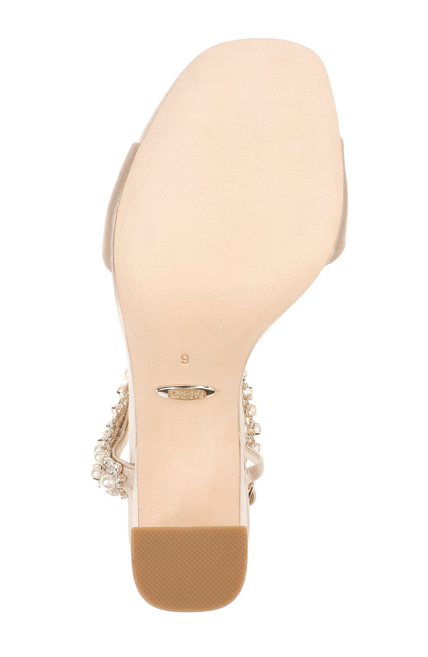 Nude | Korina Satin and Pearl Block Heel