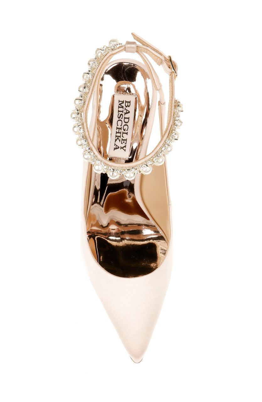 Soft Nude | Kris Satin and Pearl Pointed Stiletto