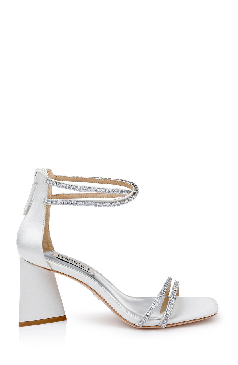 Soft White | Lillie Crystal Dual-Strapped Block Heels
