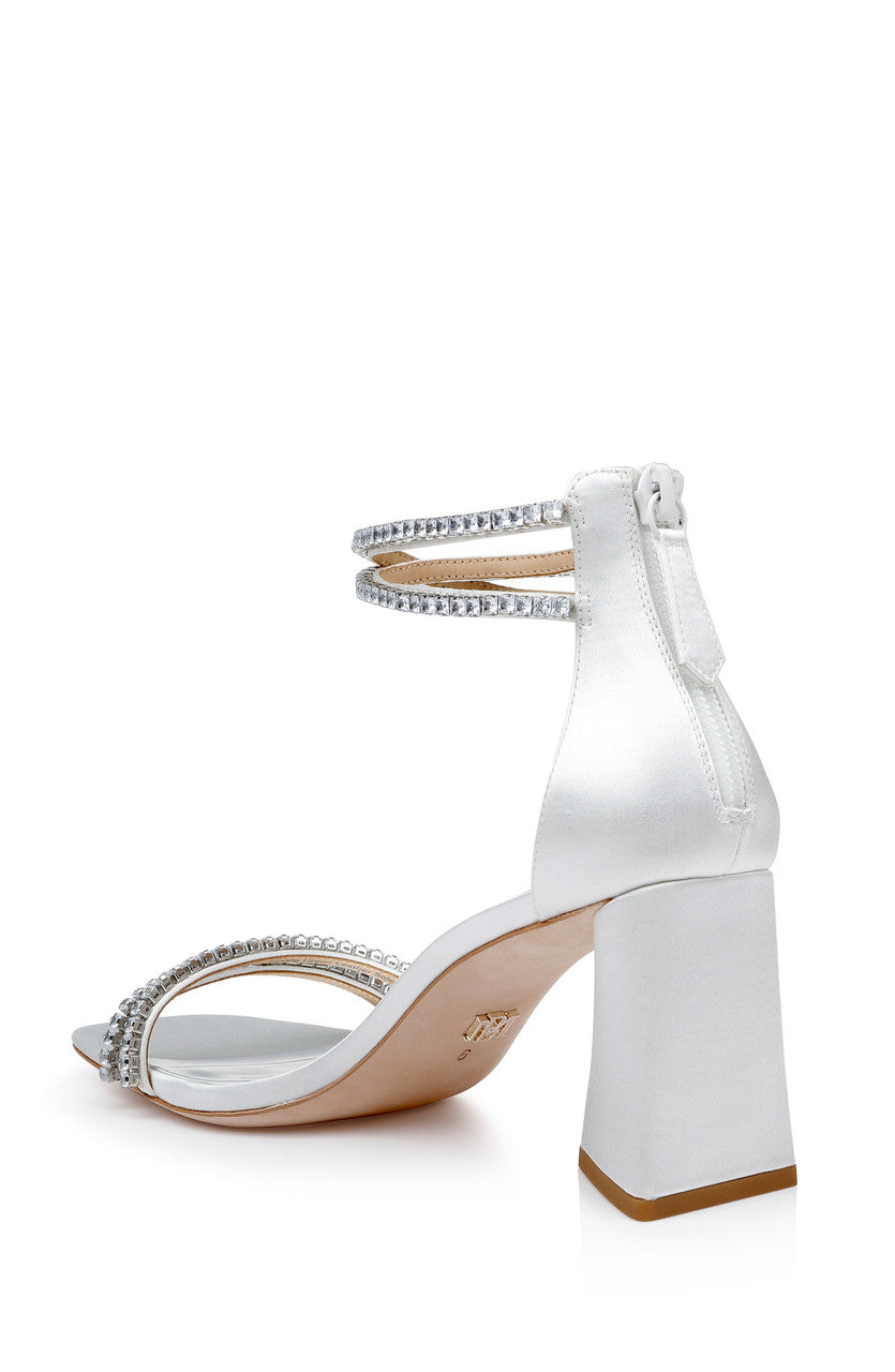 Soft White | Lillie Crystal Dual-Strapped Block Heels