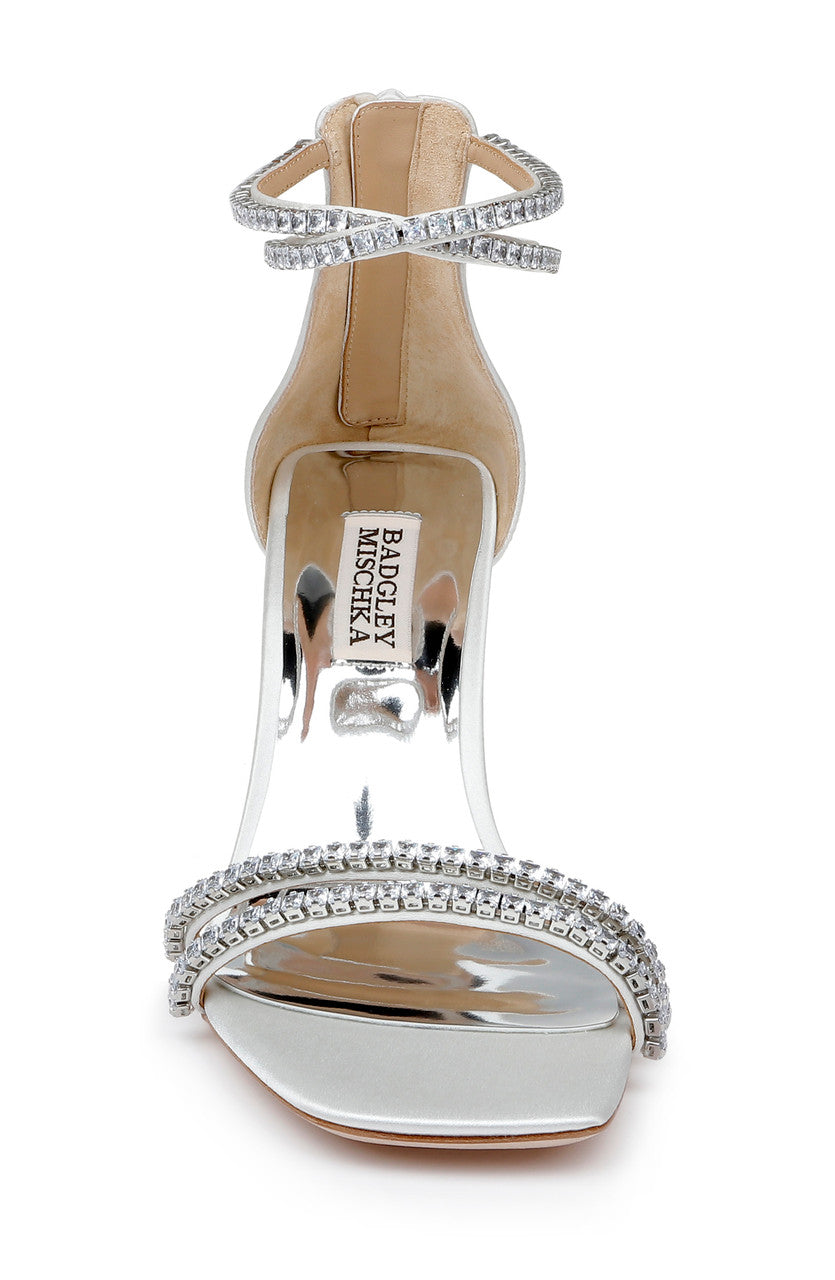 Soft White | Lillie Crystal Dual-Strapped Block Heels