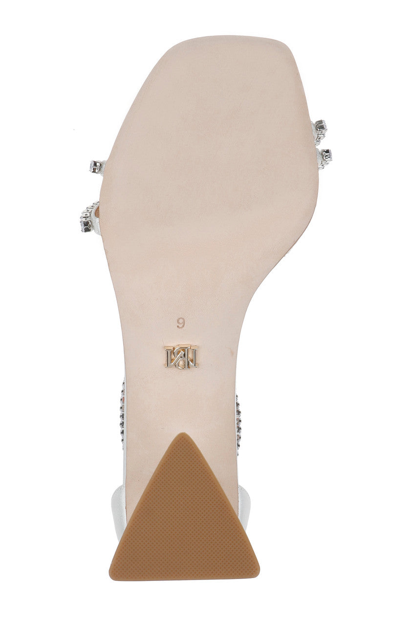 Soft White | Lillie Crystal Dual-Strapped Block Heels