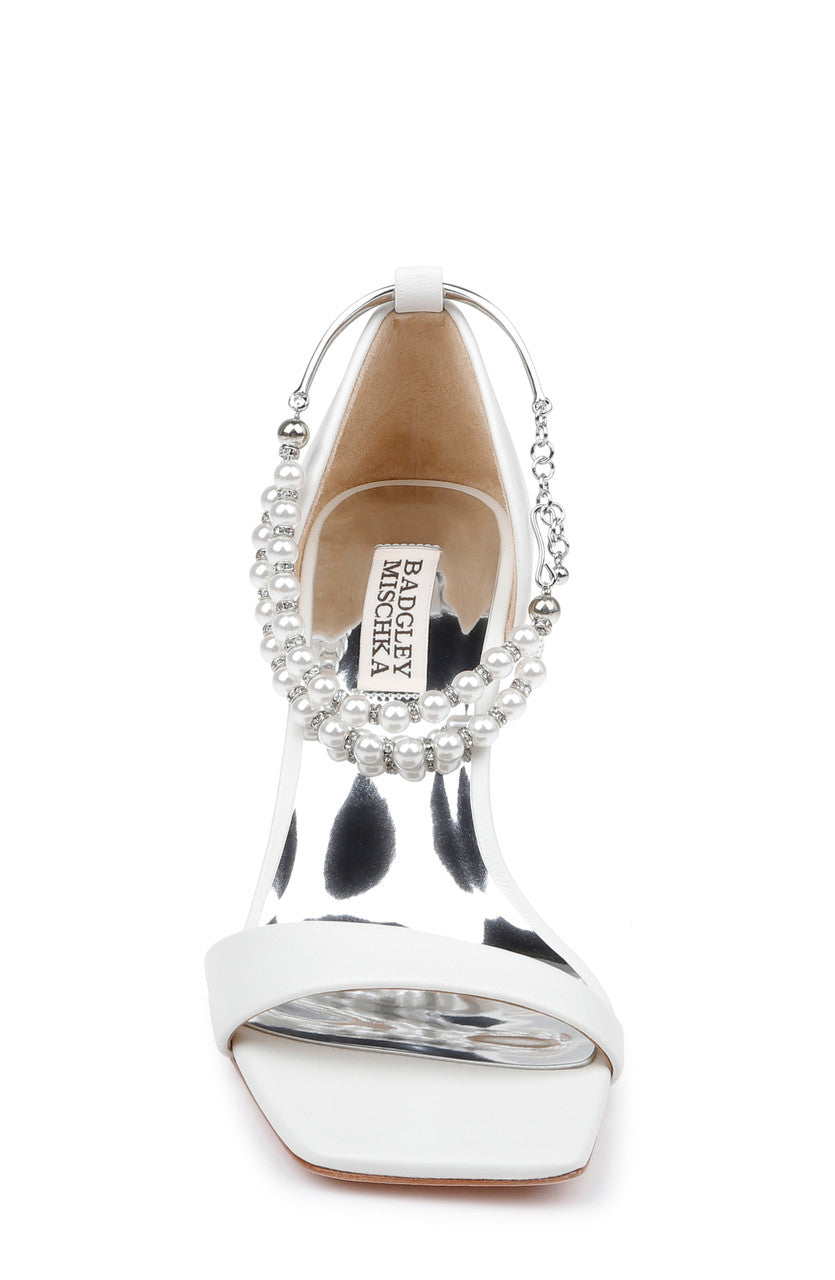 White | Loretta Dual Pearl Strap Stiletto