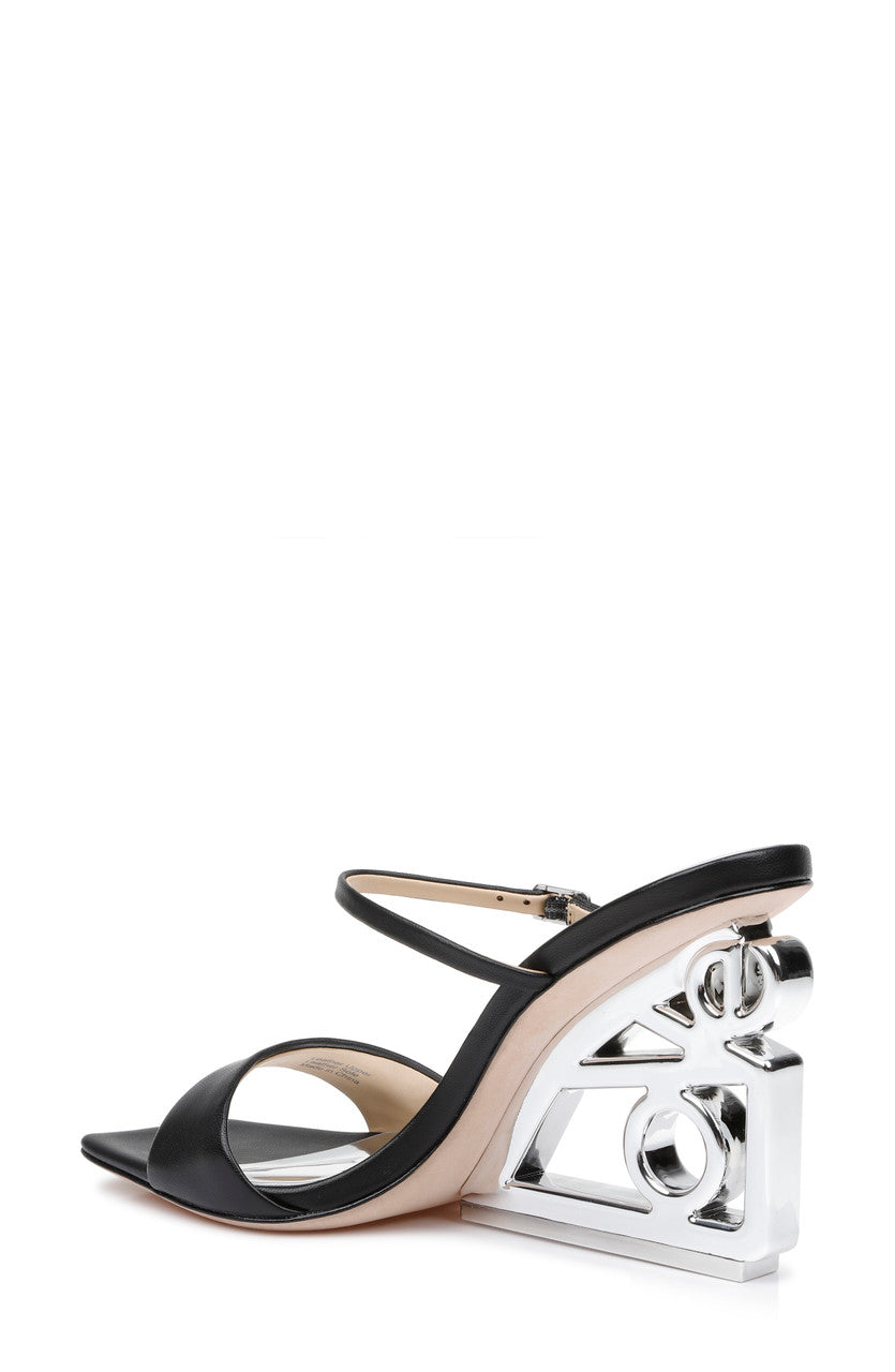 Black | Luna Mule With Sculptural Wedge