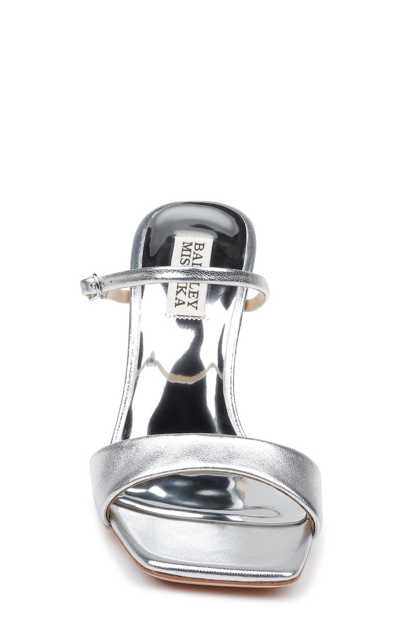 Silver | Luna Mule With Sculptural Wedge