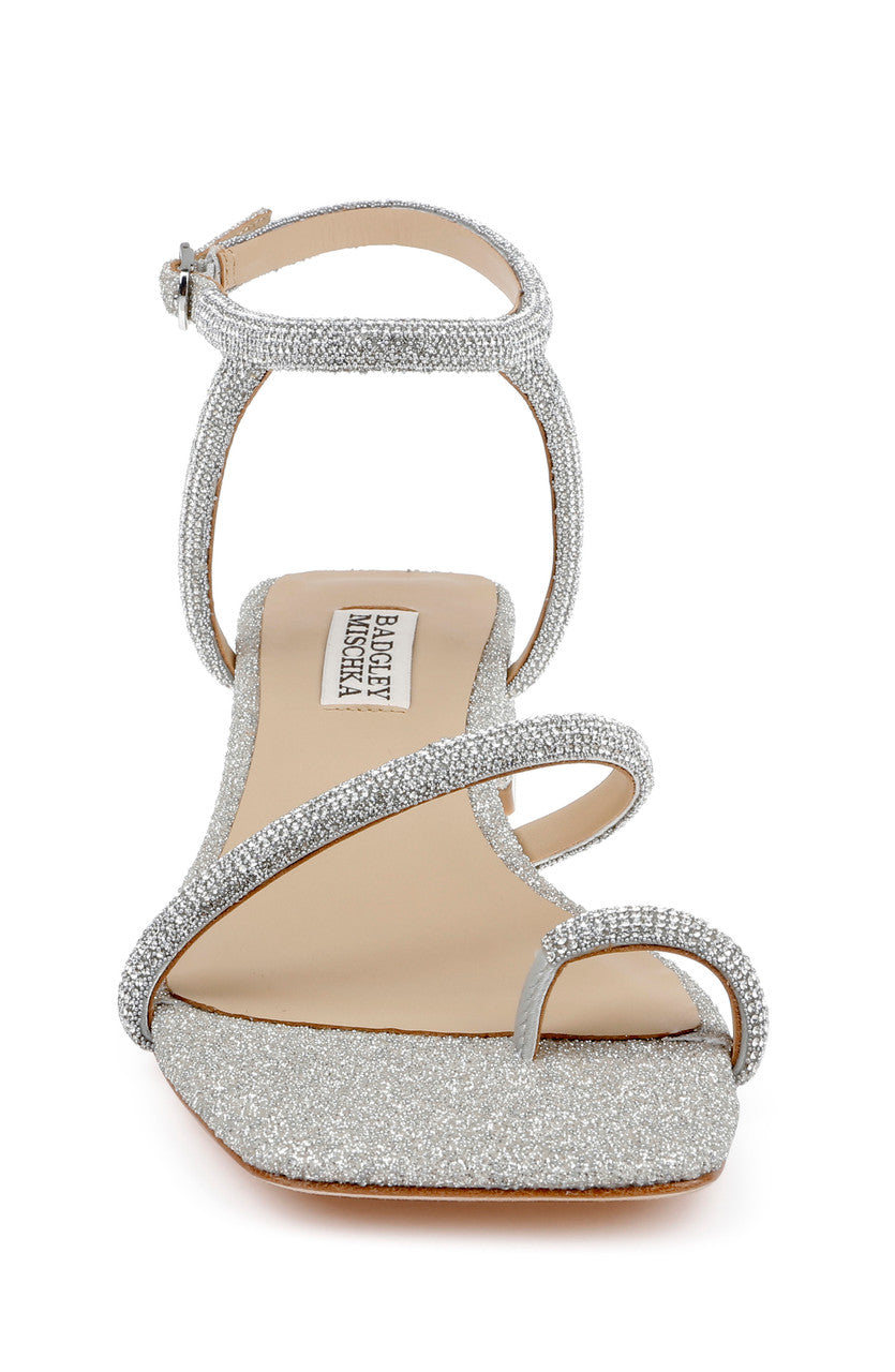 Silver | Dakotah Low Block Sandals Front