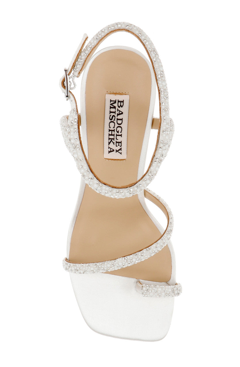 White | Dalilah Strappy Bock Heel Sandals Top