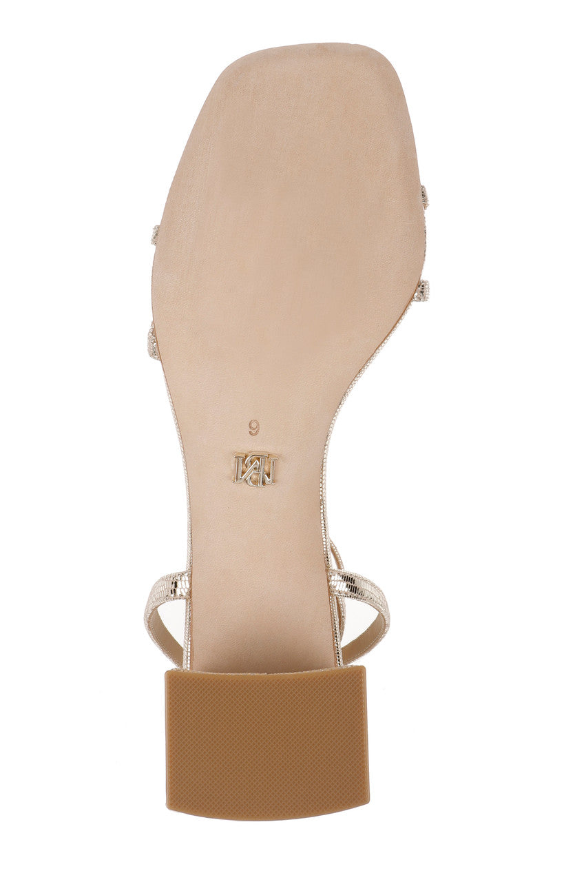 Gold Lizard | Dania Ankle Strap Low Block Sandals Sole