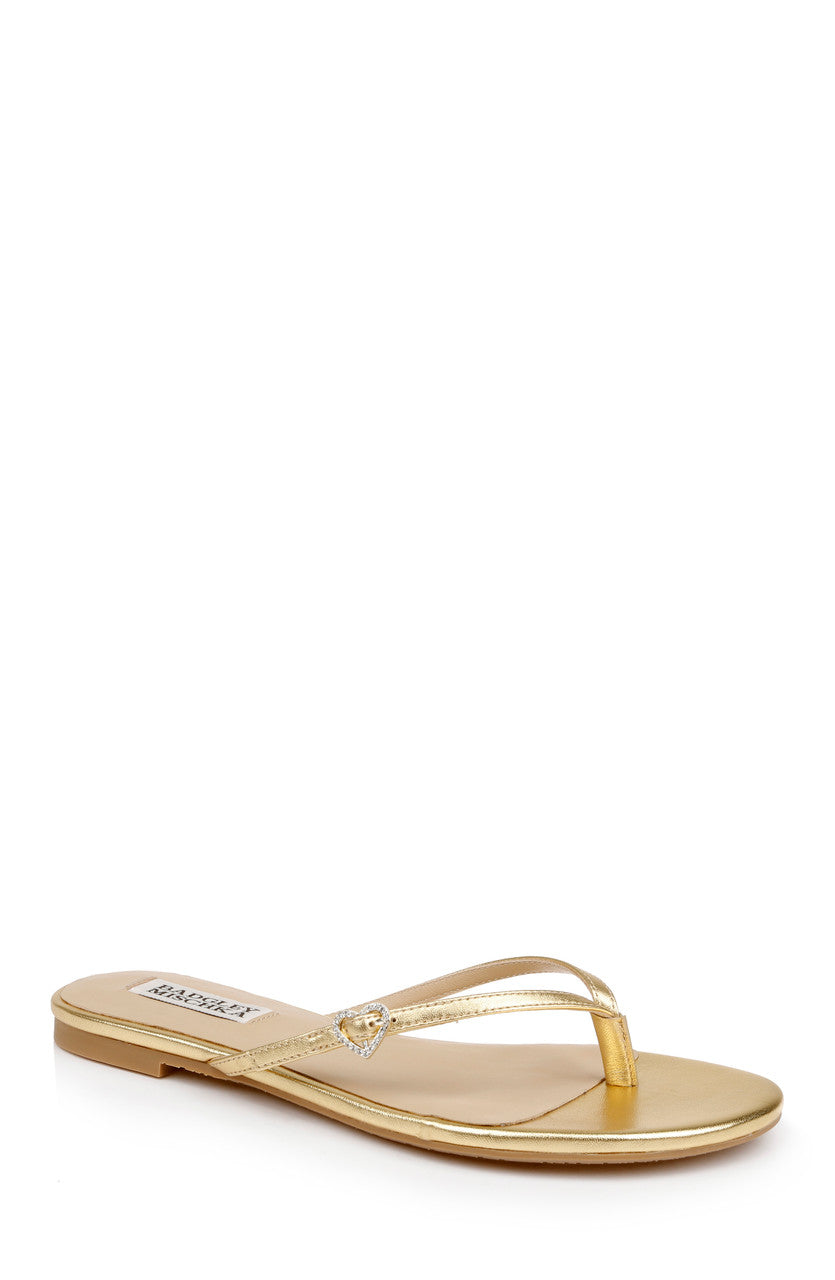 Gold Leather | Dynah Leather Thong Sandals Front Side