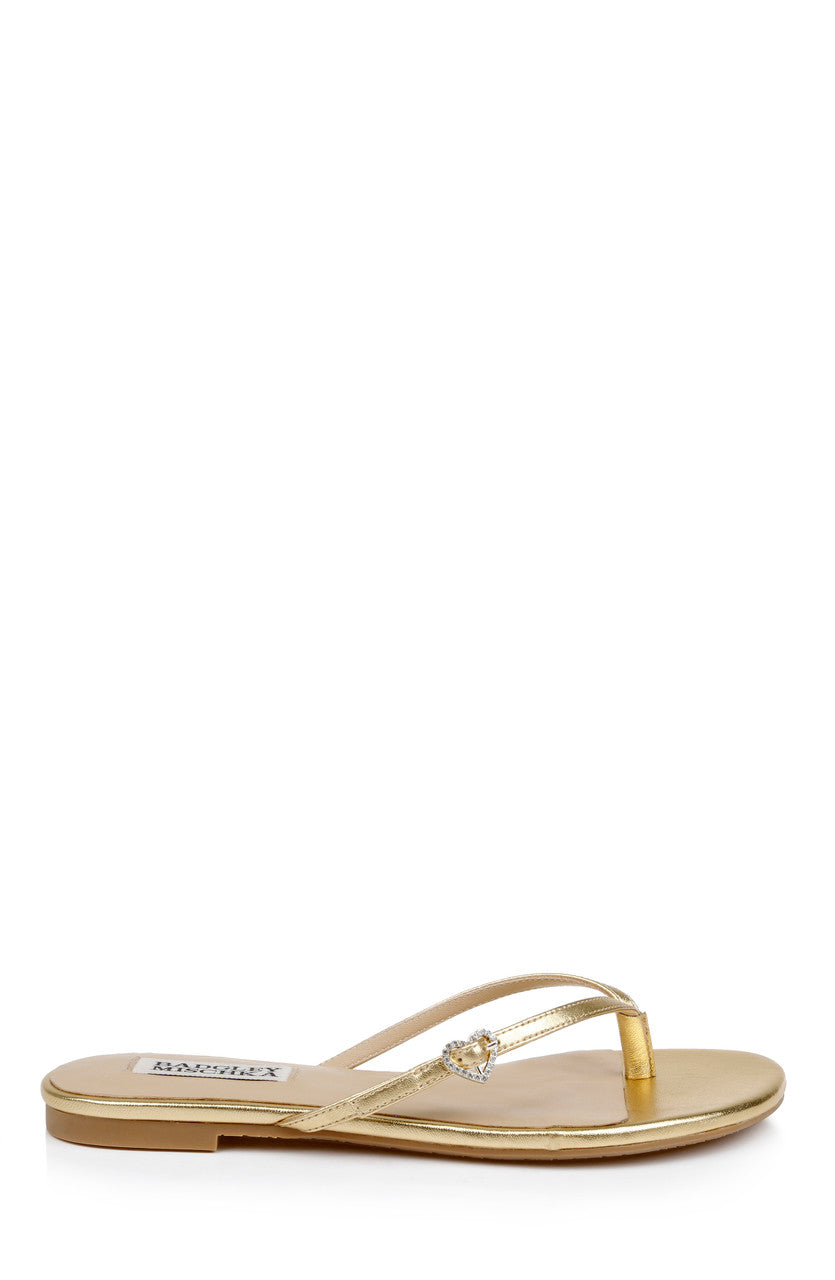 Gold Leather | Dynah Leather Thong Sandals Side