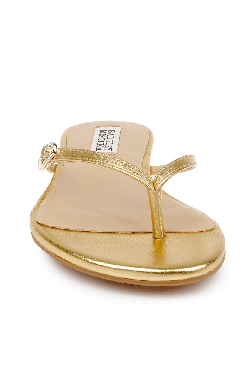 Gold Leather | Dynah Leather Thong Sandals Front