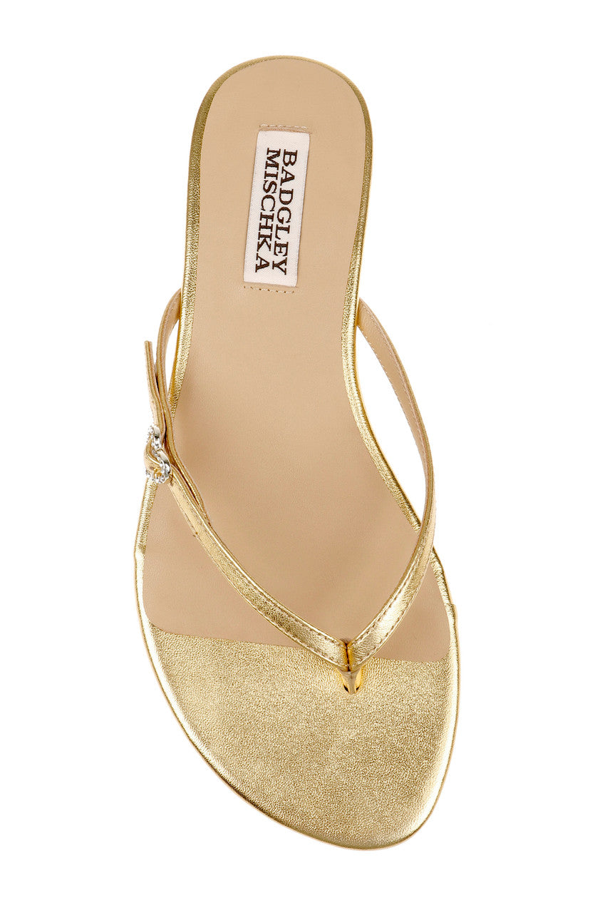 Gold Leather | Dynah Leather Thong Sandals Top