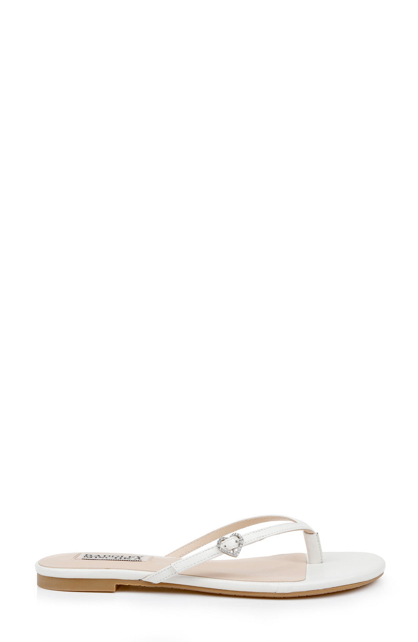 White Leather | Dynah Leather Thong Sandals Side