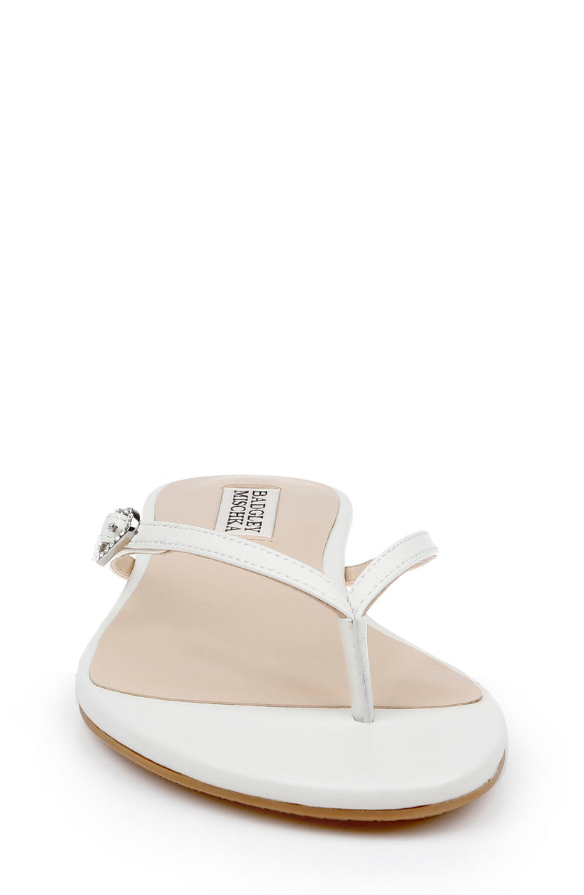 White Leather | Dynah Leather Thong Sandals Front
