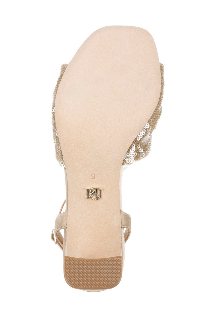 Champagne | Gema Sequin Block Heel Sandals Sole