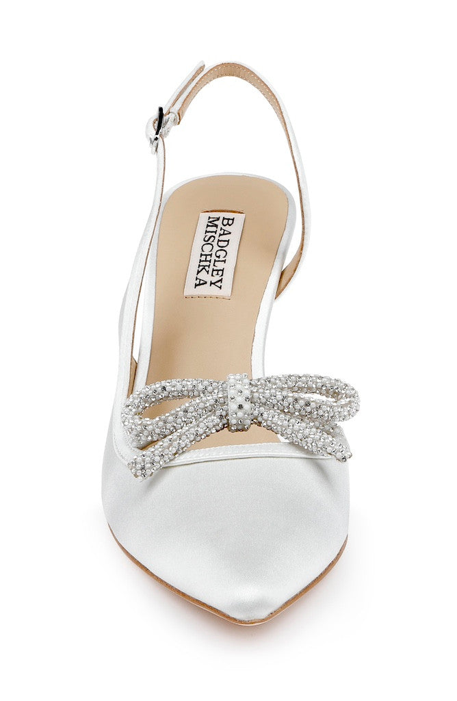 White | Georgie Pointed Slingback Pumps Front