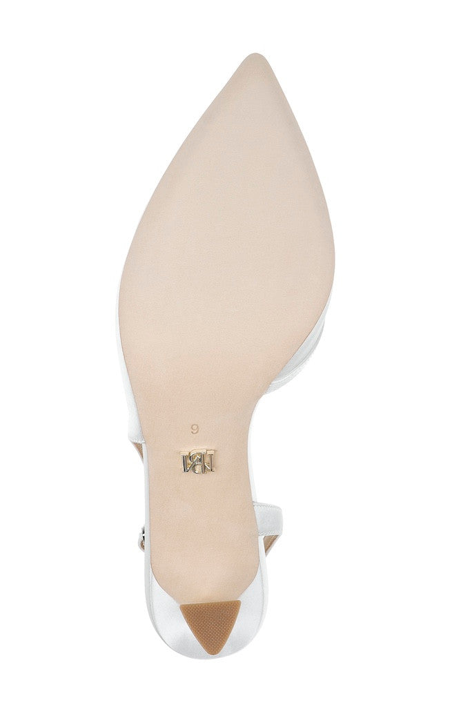 White | Georgie Pointed Slingback Pumps Sole