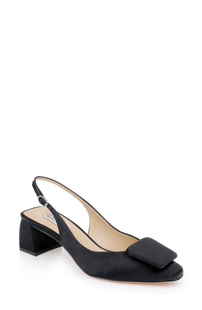 Black | Gracen Block Heel Slingback Pumps Front Side
