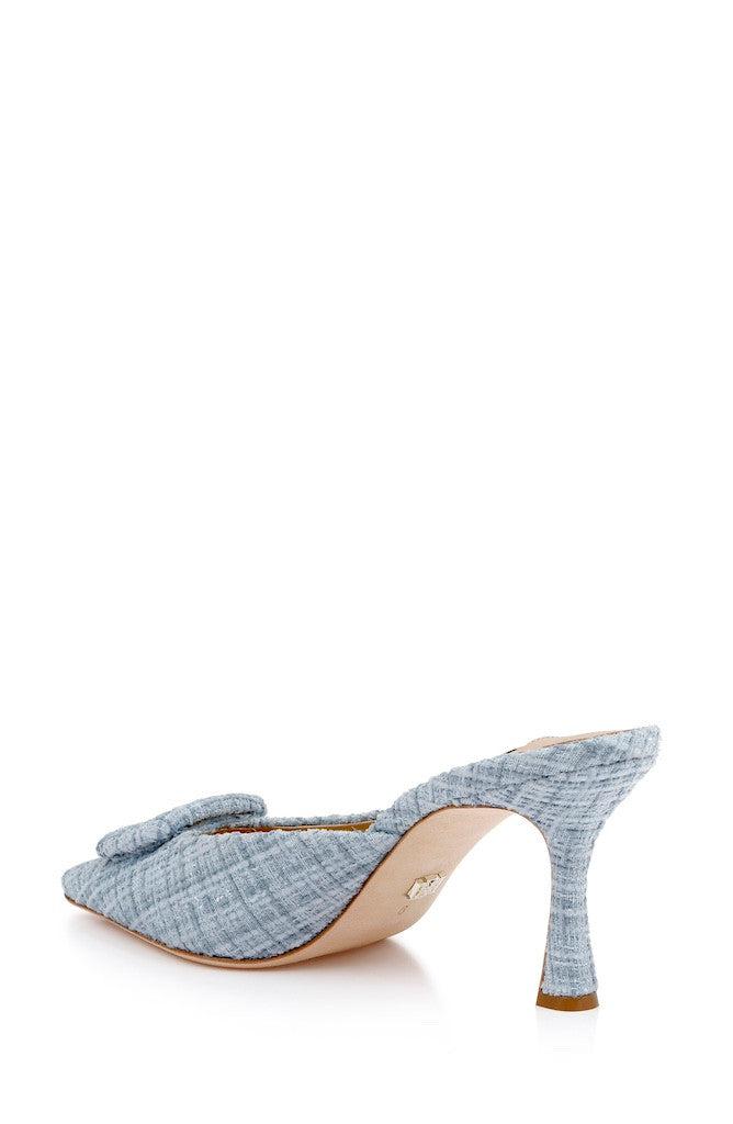 Blue Multi | Graylynn Mid Heel Square Toe Mules Back Side