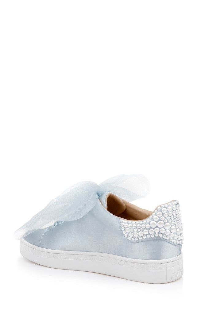 Moonstone Blue | Gem Dressy Satin Sneakers Back Side