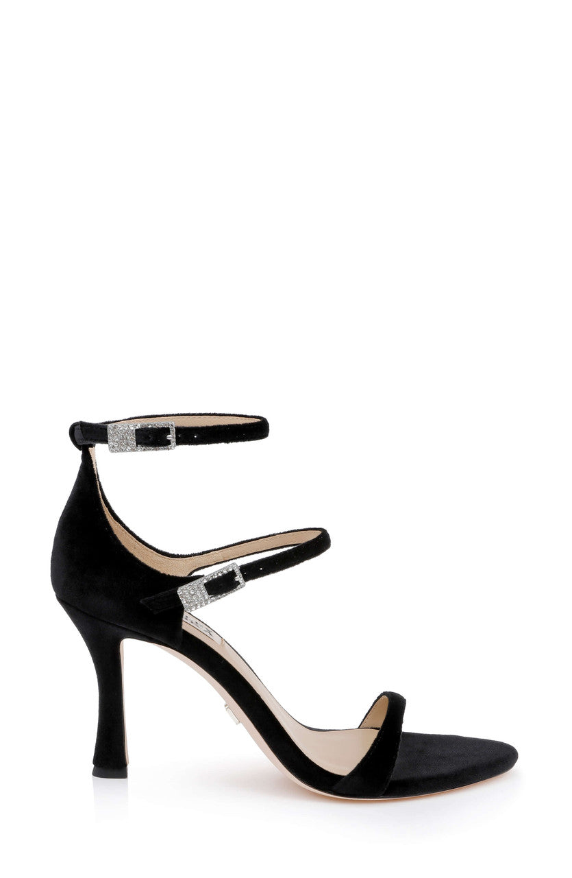 Black Velvet | Valencia Ankle Strap Sandals Side