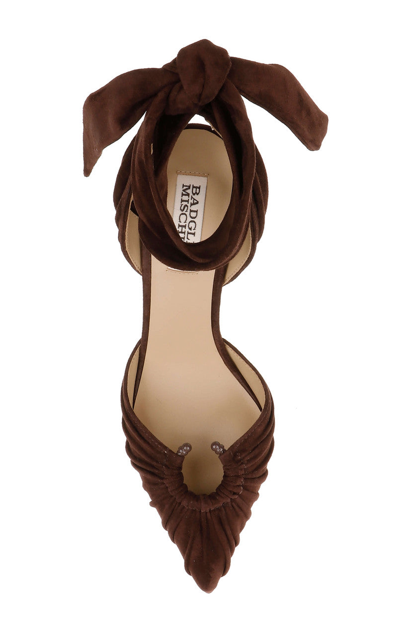 Coffee Suede | Vania II Suede Ankle Tie Pumps Top