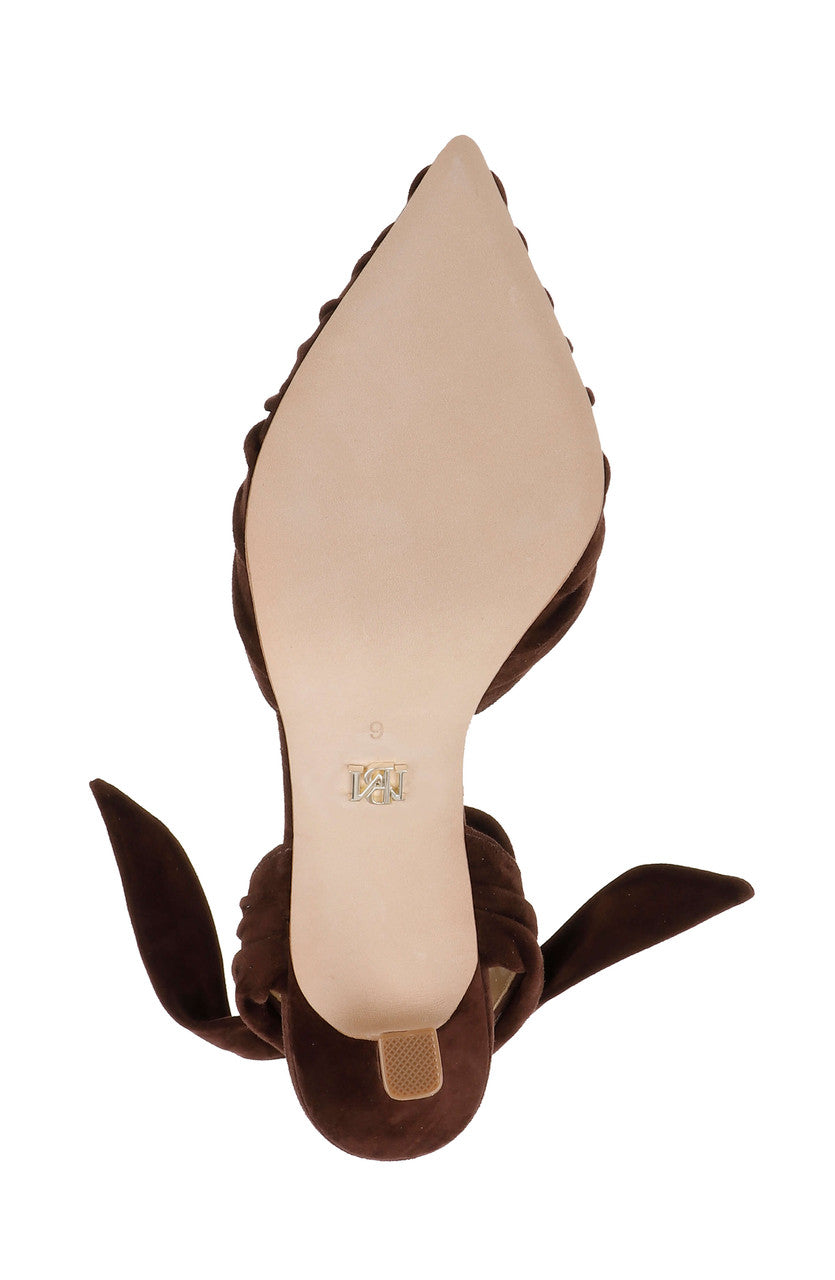 Coffee Suede | Vania II Suede Ankle Tie Pumps Sole