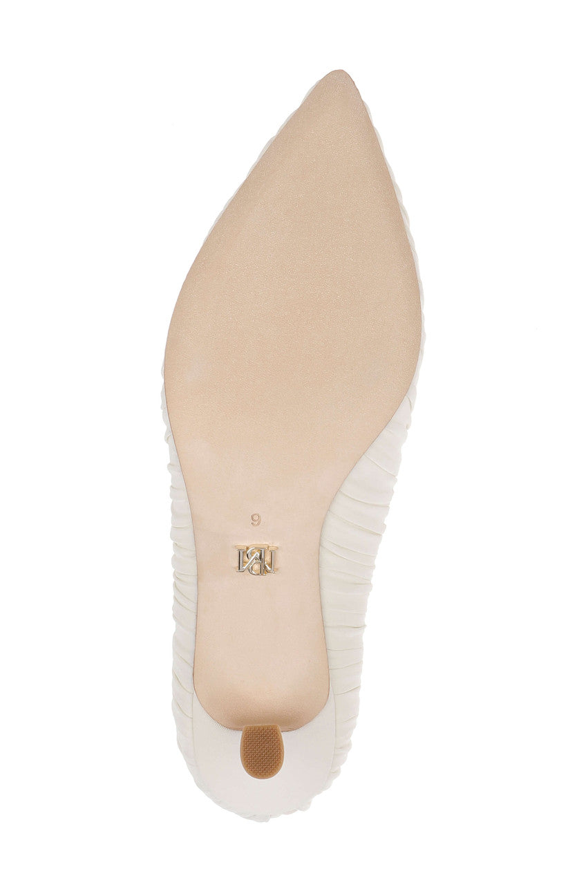 Ivory Fabric | Verity Ruched Kitten Heel Pumps Sole