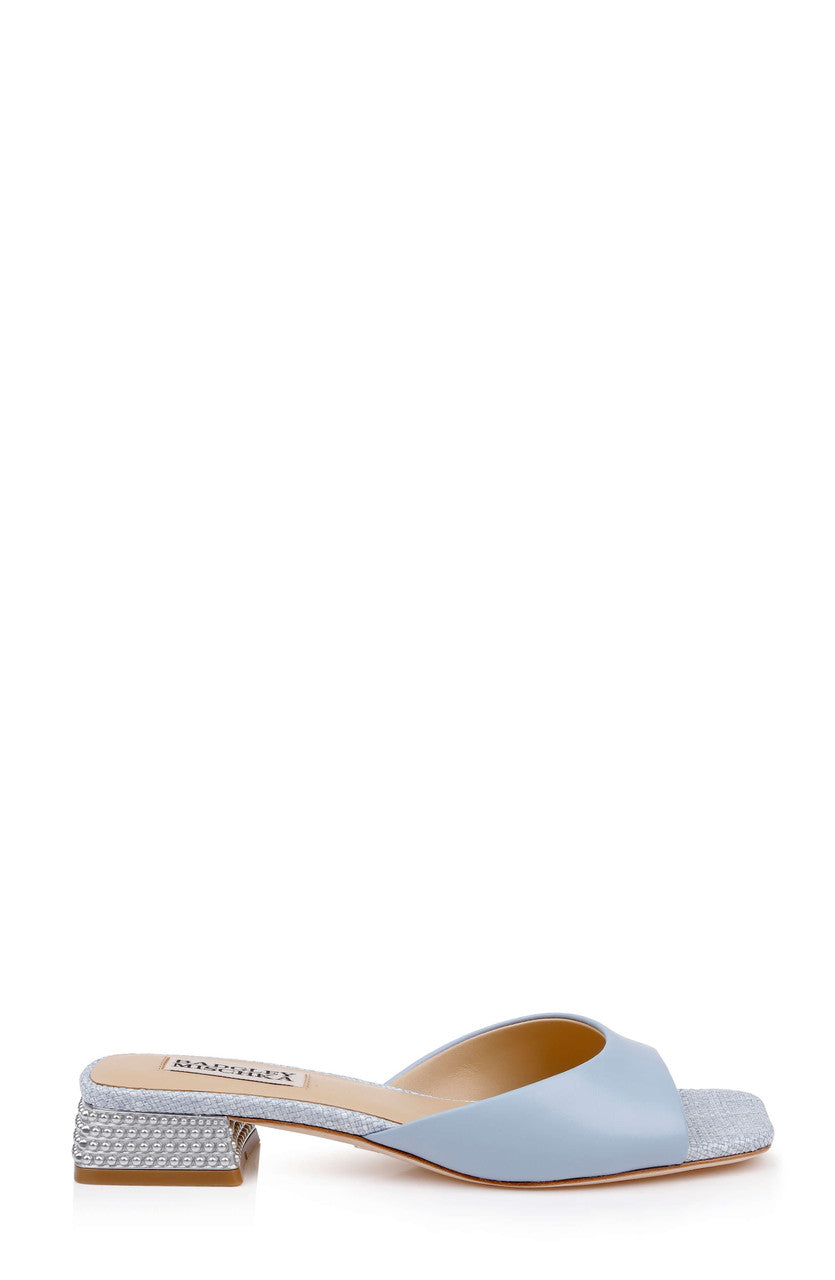 Aqua Leather | Oahu Low Block Slide Sandal Side