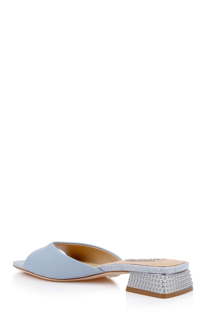 Aqua Leather | Oahu Low Block Slide Sandal Back Side