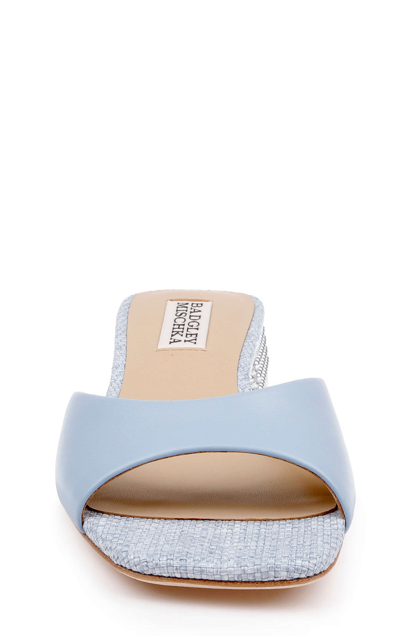Aqua Leather | Oahu Low Block Slide Sandal Front