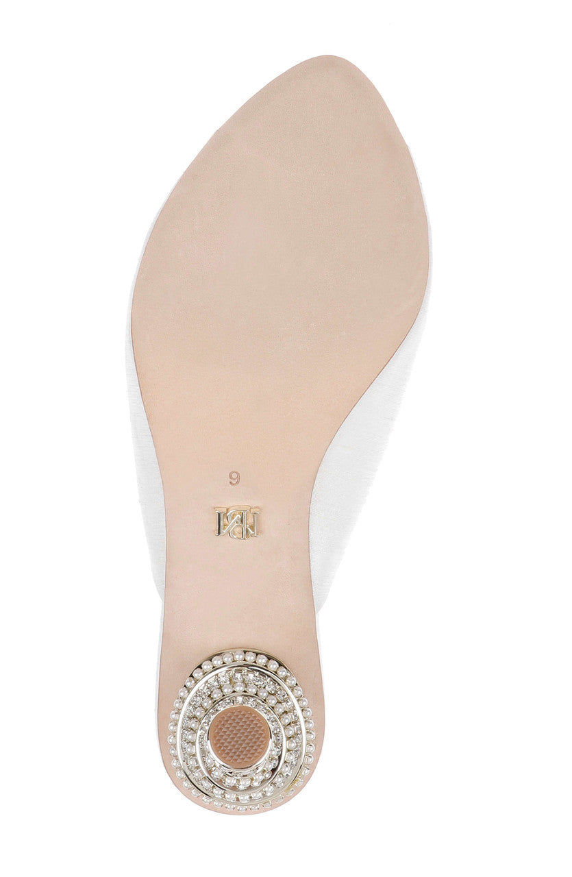 Ivory Silk | Oakdale Peep-Toe Embellished Heel Mule Sole