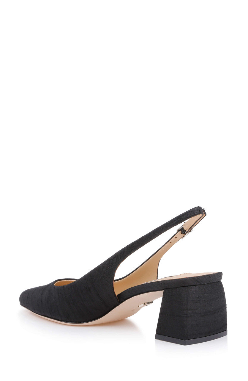 Black Silk | Oaklee Slingback Pointed Toe Pump Back Side