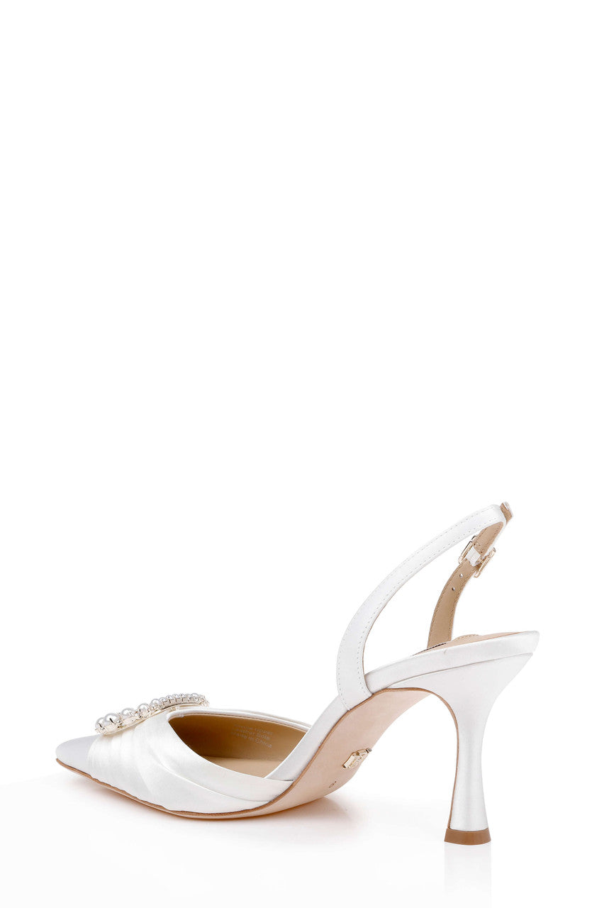 White Satin | Octaviah Slingback Pump Back Side