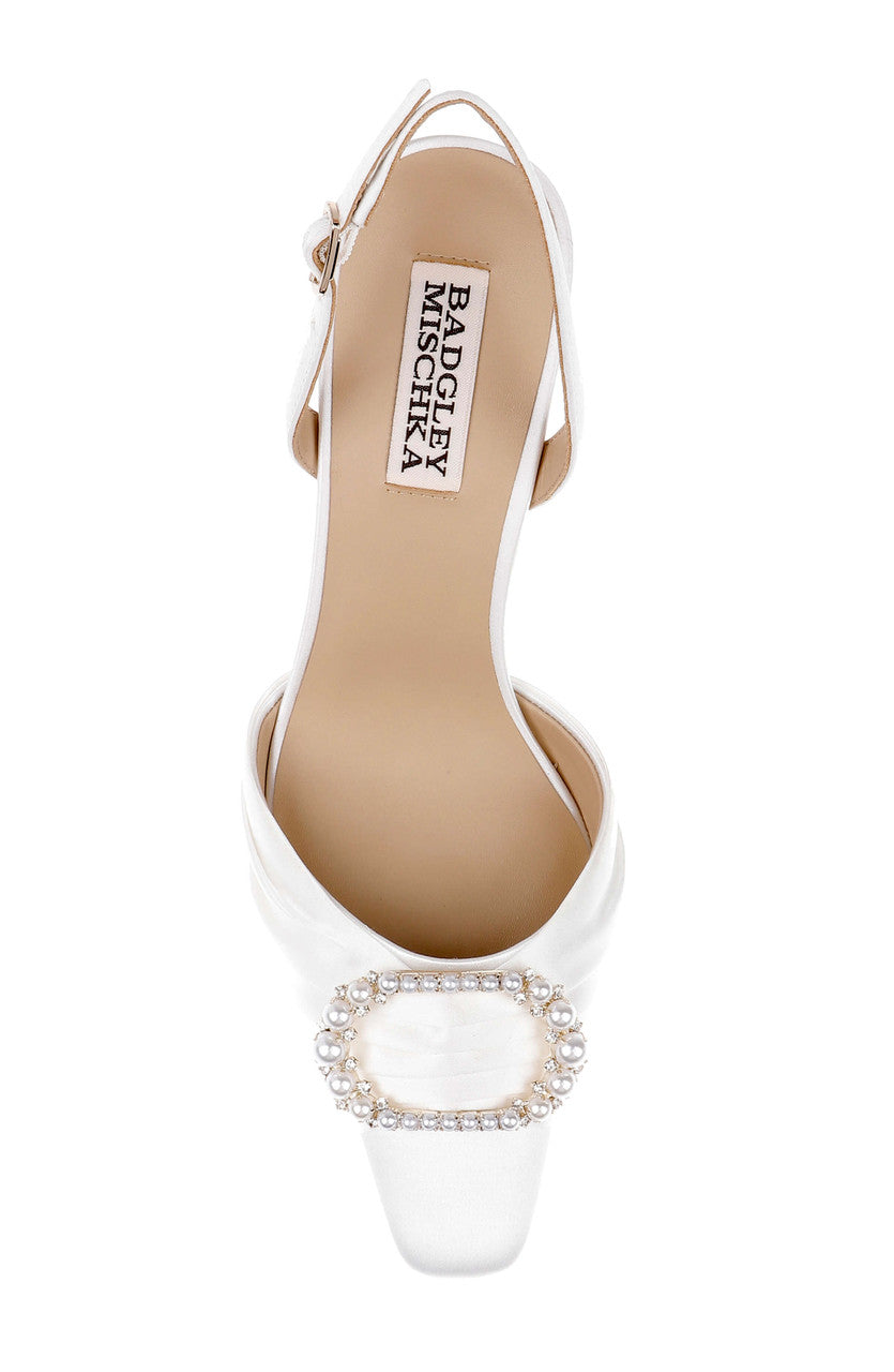 White Satin | Octaviah Slingback Pump Top