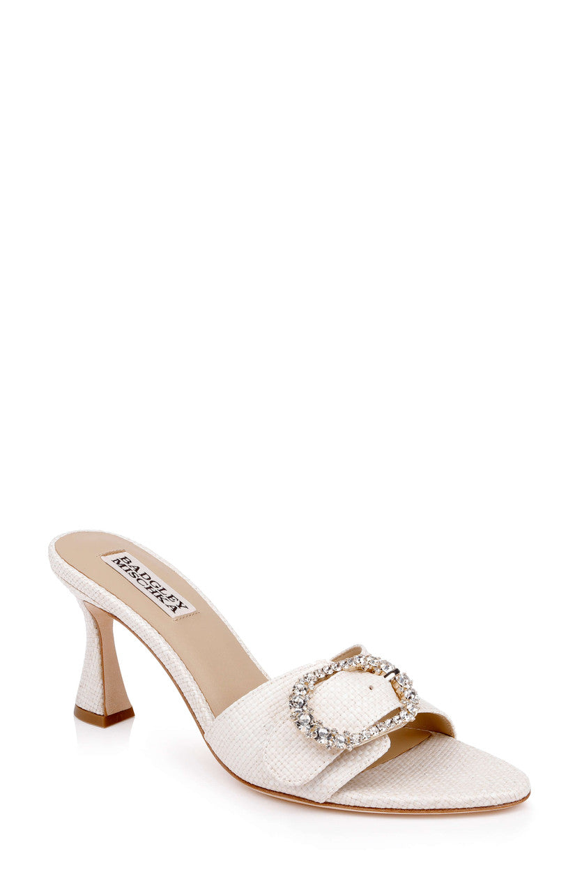 Chalk | Odetta Block Heel Slide Sandal Front Side